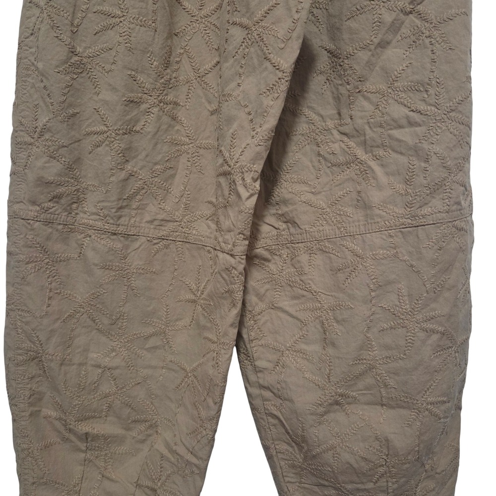 House of Harlow Tan Embroidered Barrel Cropped Pants Women's XS Elastic Waist - Picture 4 of 7